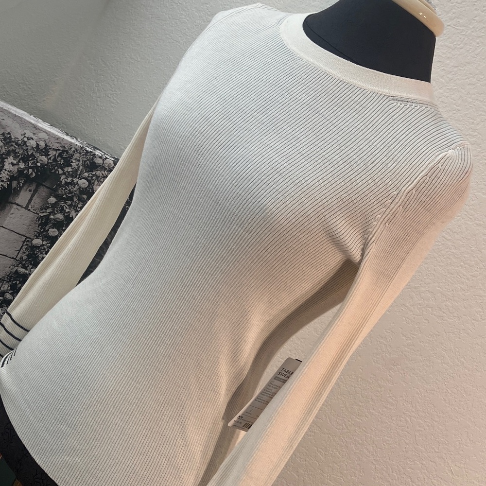 Athleta Ivory Ribbed Knit Top - Picture 4 of 6
